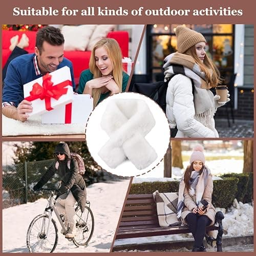 White furr scarf thumbnail 5