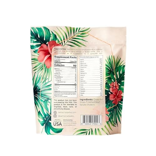 Santa Cruz Paleo, Beef Isolate Protein Powder, Au Naturel, Rich in Collagen Peptides for Protein Shakes or Smoothies, Gluten Free, Keto, Paleo, Unflavored, Unsweetened,1.1lbs (20g Protein Per Serving) thumbnail 2