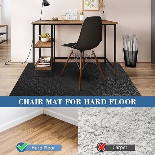 Office Chair Mat, TYDLE 59"x75" Large Chair Mat for Hard Floor, Vinyl Mat for Gaming Chairs, Slip Resistant Rolling Computer Under Desk Mat for Hardwood Floor, Black thumbnail 6
