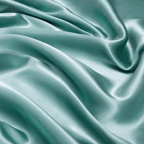 Vonty Satin Full Aqua Sheets, Fitted + Flat + 2 Pillowcases | Silky Satin Protects Hair, Reduces Facial Wrinkles, Deep Pocket Up To 15 Inch, Machine Washable, Year-Round Comfort thumbnail 7
