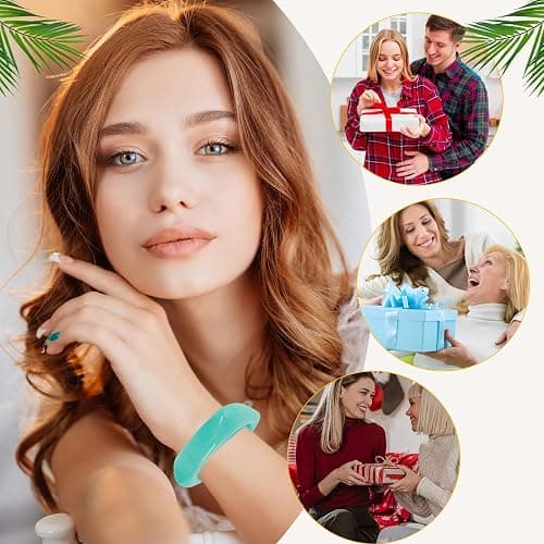 CUHBIV 6 Pcs Acrylic Resin Chunky Bangle Bracelets for Women, Colorful Glass Bracelets Vintage Wide Irregular Geometric Plastic Bracelet for Women Jewelry thumbnail 7
