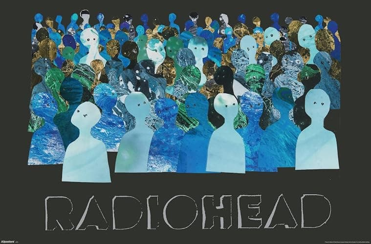 Radiohead - Blue Crowd Silhouettes Wall Poster, 34L" x 22.4W", Unframed Version - Image 1