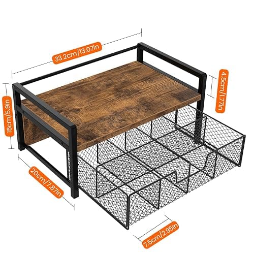Homode Tea Bag Organizer, Wood Tea Organizers and Storage Chest, Teabag Holder with Storage Drawer,Tea Station Chest Display Container Box for Countertop Kitchen, Rustic Brown thumbnail 3