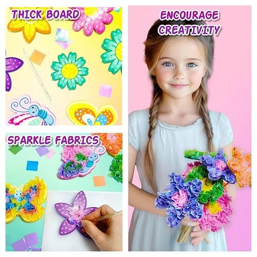 AGENTLAN Art & Craft Activity, Poke Fun Flower Bouquet Craft Kit, Fun & Easy Art Kits for Kids, DIY Garden Kids Activities, Gifts for Girls and Boys 3 4 5 6 7 8 9 thumbnail 5