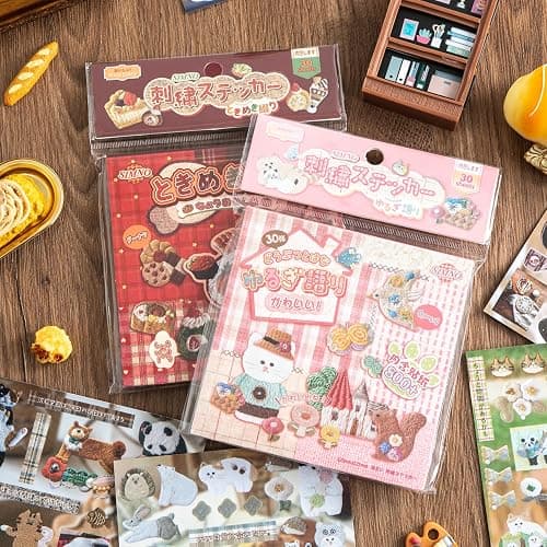 Girl's Japanese Retro Sticker Book, Animal and Plant Theme - 800+ Cute Old Showa Style Embroidered Stickers, for DIY Scrapbooking Journaling Handbook Decoration thumbnail 4