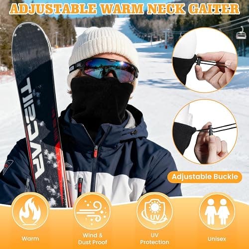 Jelbolin Winter Neck Warmer Gaiter: 4 Pack Windproof Face Ski Mask Fleece Face Cover Scarf for Cold Weather Sports and Work thumbnail 2