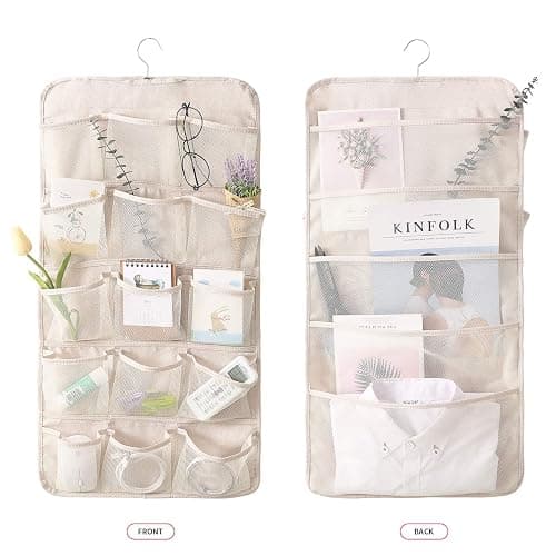 Bseash Enlarged Closet Hanging Bra Organizer with Rotating Metal Hanger, Dual Sided Wall Shelf Wardrobe Mesh Pockets Hanging Storage Bag for Bra Socks Underwear Underpants thumbnail 9