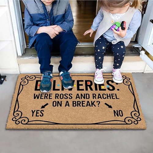 Shflytu Deliveries Ross & Rachel on a Break 30"x18" Fall Door Mat - Add Charm to Your Home with an Area Rug for Indoor & Outdoor Use thumbnail 6