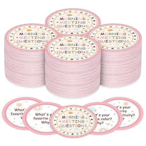 100 Morning Meeting Chips Questions Cards for Kids Boho Themed Classroom Must Haves Set for Teachers Supplies Conversation Starter Ideas for Students Response Cards Back to School - Image 1