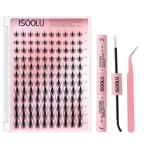 ISOOLU Fairy Lash Clusters Manga Individual Lashes C Curl Wispy Eyelash Clusters WideSpan Eyelash Extension Kit with Lash Bond and Seal Wet-Look Spiky Cluster Lashes (Fairy Kit) - Image 1