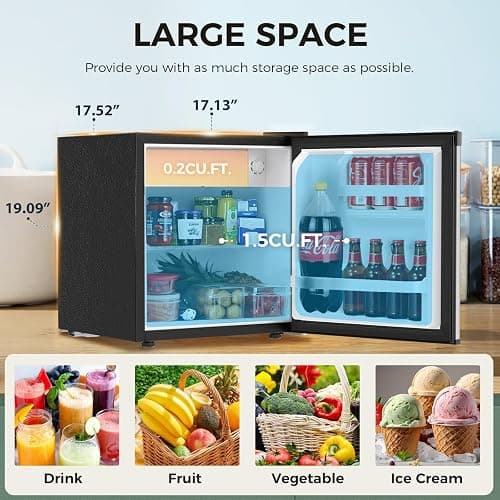 Antarctic Star Compact Refrigerator Mini Fridge with Freezer, Single Reversible Door, Dorm Fridge, Wire Shelf, Defrost Button, for Bedroom, Office, kitchen, 1.7 Cu. Ft, Steel thumbnail 3