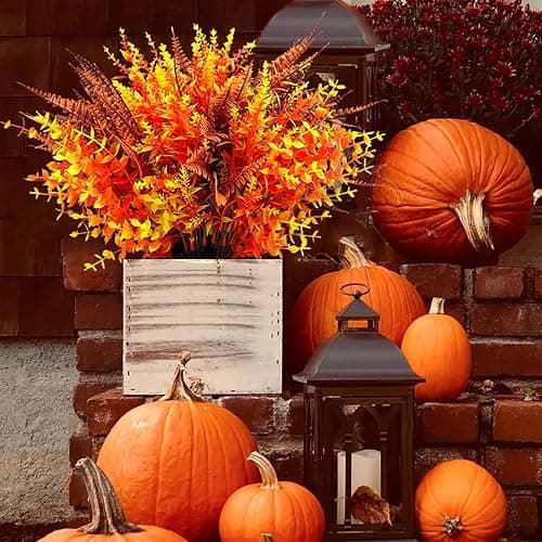 Tongyixin 9 Bündel Künstliche Herbstblumen Herbstdeko Künstlich Eukalyptus Herbststrauß,Herbstzweige Lavendel Blätte Kunstblume Deko,Herbst Hochzeitsdeko für Innen Draußen Tisch Gart (Autumn-Orange) - Autumn-stil1 thumbnail 7
