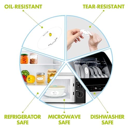 500 Removable Freezer Pantry Canning Labels Set Water Oil Resistant with Perforation Line for Food Containers Jars Kitchen Restaurant Storage Organization thumbnail 5