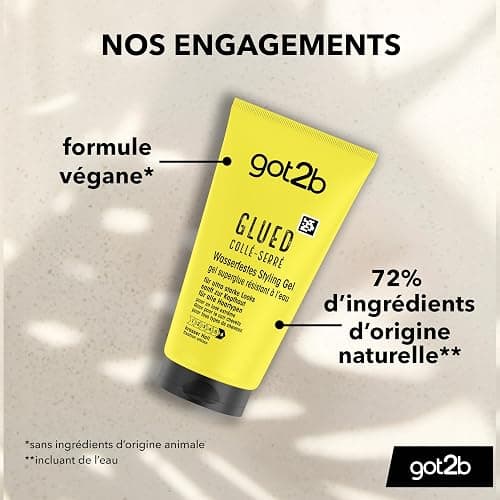 Got2b, Colle Serre, Gel Coiffant Superglue Glued, Gel Waterproof Tenue Longue Duree, Resistant a L'Eau, Fixation Ultime, Formule Vegane, 72% d'ingredients d'origine naturelle, 150ml thumbnail 3