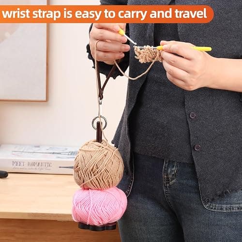 Yarn Holder for Crocheting， Magnetic Yarn Holder, Wood Rotary Yarn Spool Holder,Portable Wrist Yarn Holder, Holder Gifts for Crochet Lovers thumbnail 5