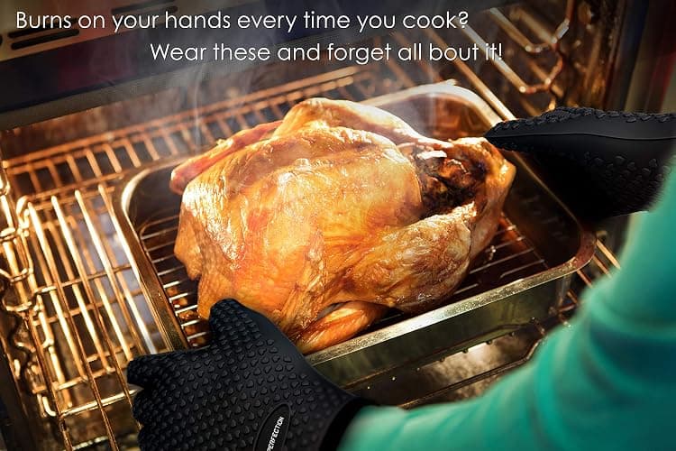 KITCHEN PERFECTION Silicone Smoker Oven Gloves -Extreme Heat Resistant BBQ Gloves -Handle Hot Food Right on Your Smoker Grill Fryer Pit|Waterproof Oven Mitts Grill Gloves |Superior Value Set+3 Bonuses thumbnail 5