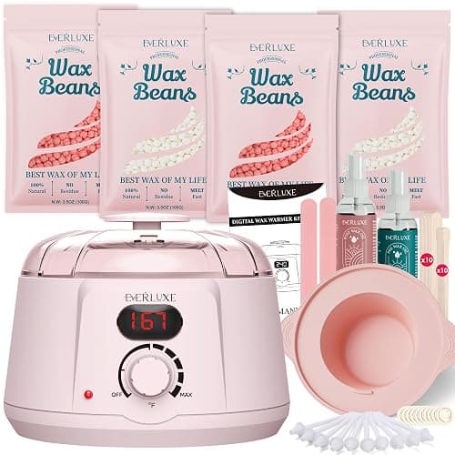 EVERLUXE Waxing Kit for Women Hair Removal with Silicone Wax Warmer Liner, Digital Waxing Machine Hard Wax Kit for Full Body, Arms, Legs, Face, Bikini, Brazilian Wax Kit for Women Men Sensitive Skin - Image 1