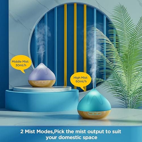 Aroma 500 ML Diffiser with Essential Oils Set, Essential Oil Diffuser with Remote Control, Humidifier with 14 Color Lights for Large Room, 4 Timer Setting, Auto Shut-Off thumbnail 6