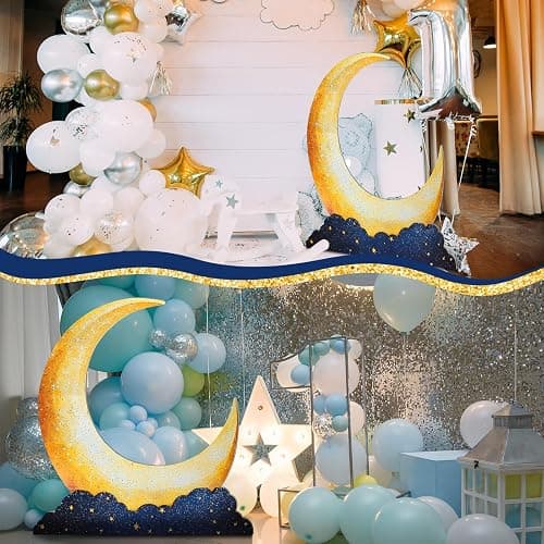 Leinuosen 5 Ft Moon Starry Night Party Decorations Crescent Moon Cardboard Stand up Cutout Large Life Size Twinkle Little Backdrop Prom Party Photo Prop Standup for Movie Night Birthday Homecomings thumbnail 6