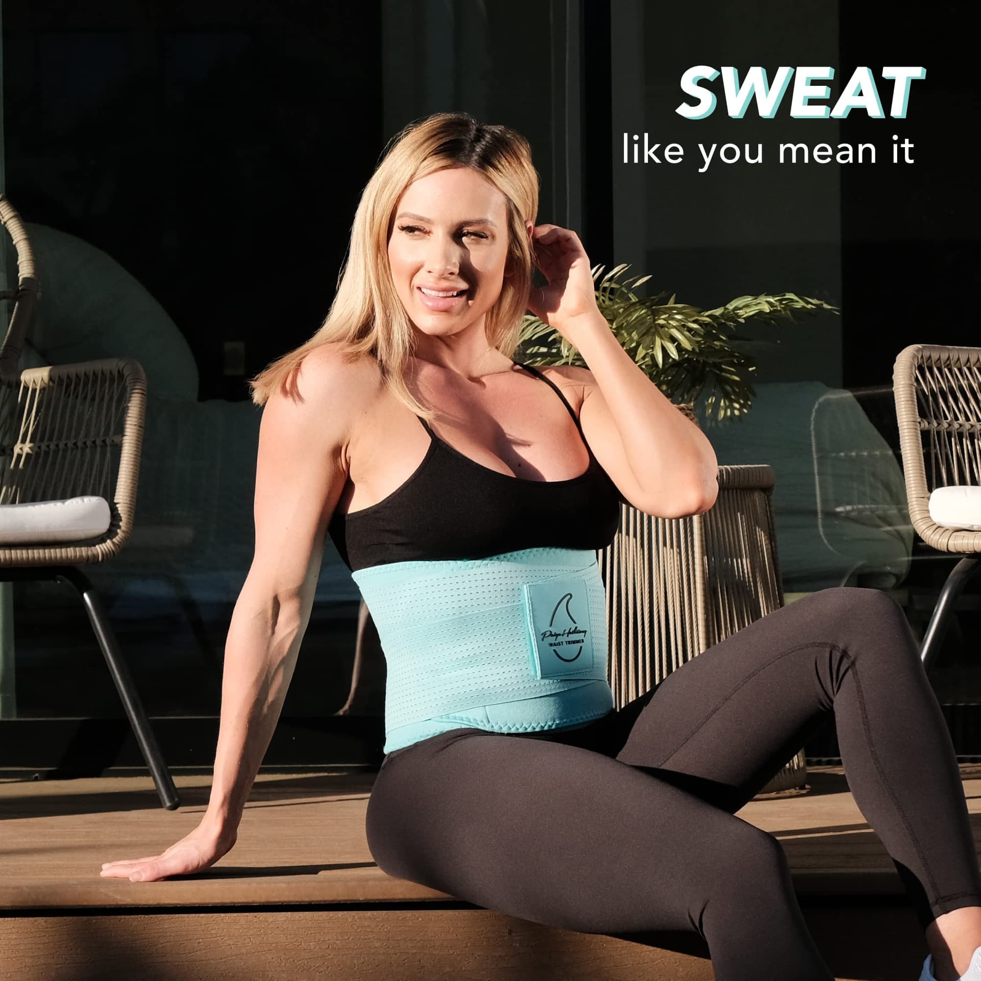 Sweet Sweat 'Pro-Series' Waist Trimmer Belt | Premium Waist Trainer with adjustable straps for a Tighter Fit & Better Sweat! - X-Large-XX-Large - Blue thumbnail 5
