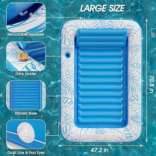 Inflatable Tanning Pool Lounger Float - Jasonwell 4 in 1 Sun Tan Tub Sunbathing Pool Lounge Raft Floatie Toys Water Filled Tanning Bed Mat Pad for Adult Blow Up Kiddie Pool Kids Ball Pit Pool (L) thumbnail 3