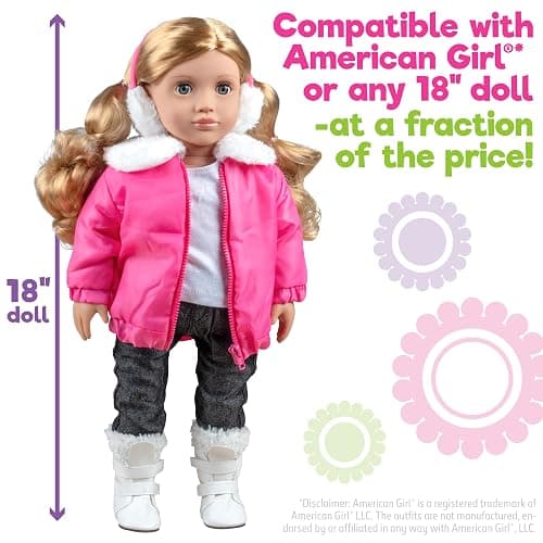 Winter Snow Doll Outfit for 18" Dolls-Premium Handmade 5pc Lodge Vacation Ski Clothes & Accessories Compatible w American Girl Doll- Includes Jacket, Boots, Earmuffs & More- Gifts for Girls, Birthdays thumbnail 2