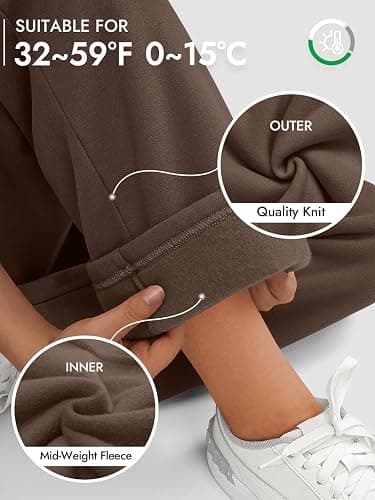 ATHMILE Womens Sweatpants 2025 Fall Baggy Wide Leg Sweatpant Fleece Lined Straight Leg Sweat Pants - X-Large - Brown thumbnail 2