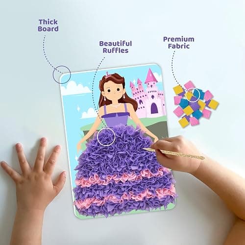 jackinthebox Poke Poke Art for Kids – Fashion Theme Dress Decorations for Princess, Winter, Monsoon, Hawai, Beach, Ballerina, Mess-Free Sewing Art for Kids, Gift for Girls and Boys Ages 4 5 6 7 8 - Fashion thumbnail 3