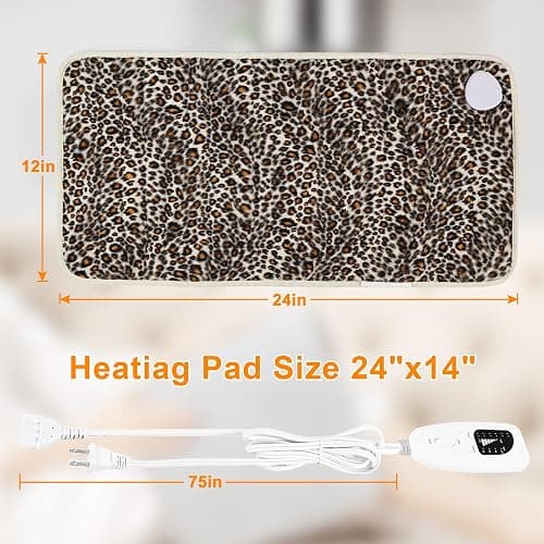 Deepsoon Heating Pad,Electric Heating Pads for Back,Neck,Abdomen,Moist Heating Pad for Shoulder,Knee,Arms,Legs,Dry/Moist Heat & Auto Shut Off,Birthday Gifts for Men and Women,Leopard Print,24x12 Inch thumbnail 9