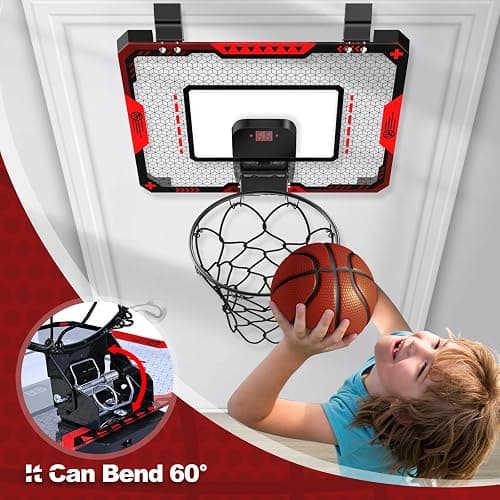 Indoor Basketball Hoop for Kids 5 6 7 8 9 10+Years Old Boys,Mini Basketball Hoop Over The Door Mini Hoop with Electronic Scoreboard & 3 Balls,Kids Basketball Hoop Sport Toys for Gift for Boys Age 5-10 thumbnail 4