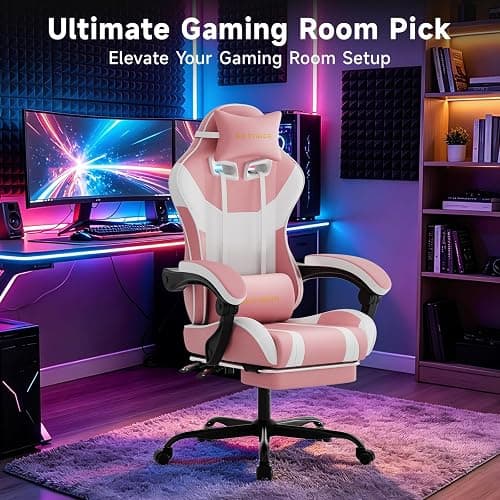 seyaber Ergonomic Gaming Chair,A Versatile 3-in-1 Video Game Chair for Work, Study, and Gaming,Features an Adjustable Backrest, Footrest, and Linked Armrests Office Chair for Adults,Pinkwhite thumbnail 8