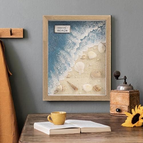 pechpell Beach Wall Decor With 3D Seashell Conch Waves, Teal Blue Coastal Themed Room Beach House Sign Table Shelf Wall Art, Beachy Aesthetic Nautical Bathroom Bedroom Decorations For Home thumbnail 7