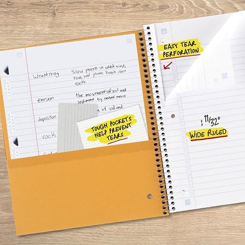 Five Star Spiral Notebook + Study App, 1 Subject, Wide Ruled Paper, 8" x 10-1/2", 100 Sheets, Fights Ink Bleed, Water Resistant Cover, Amethyst Purple (72351) thumbnail 5