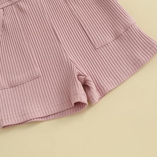 Fernvia Toddler Baby Girl Summer Clothes Sleeveless Ribbed Knitted Jumpsuit Shorts Overalls Baby One Piece Outfit thumbnail 5