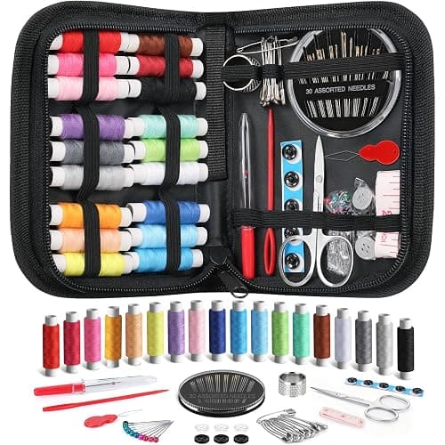 Coquimbo Sewing Kit Stocking Stuffers Christmas White Elephant Gifts for Adults Teen Girls Grandma Beginner Traveler, Portable Sewing Supplies Accessories with Thread, Needles, Scissors (Black, M) - Image 1