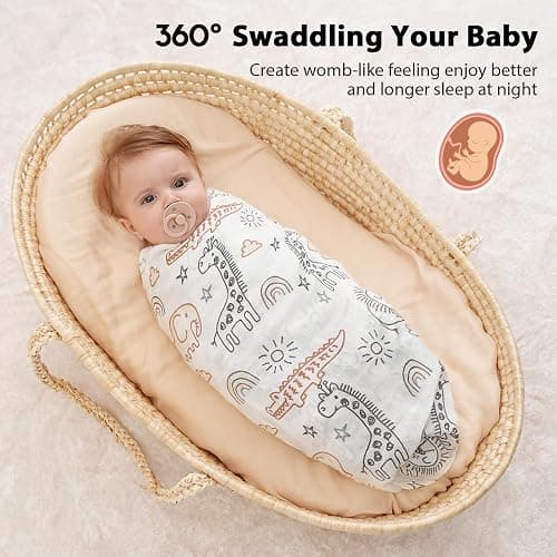 Yoofoss Muslin Swaddle Blankets, 4 Pack Receiving Blankets for Boys and Girls, 47 x 47 Inches Muslin Baby Blankets Soft Breathable - Brown Animals thumbnail 3