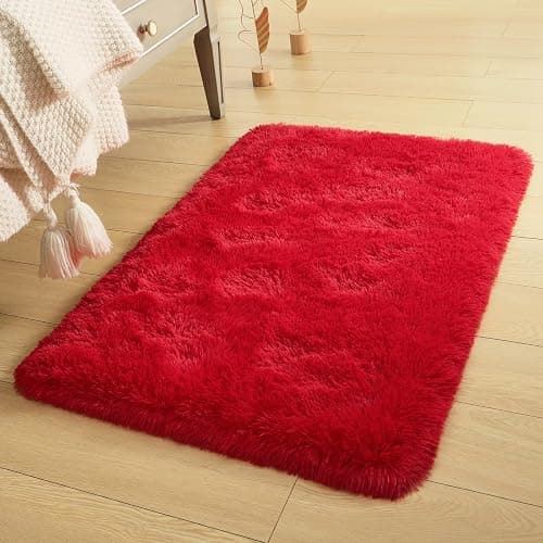 DETUM Small Red Rug 2x3 Fluffy Rugs for Bedroom Kicthen Entryway Hallyway Washable Area Rug Super Soft Throw Carpet for College Dorm Plush Rugs for Kids thumbnail 5