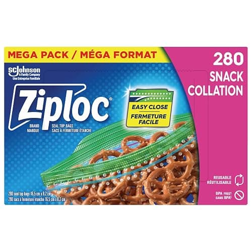Ziploc Snack Bags for On-the-Go Freshness, Grip 'n Seal Technology for Easier Grip, Open, and Close, 280 Count - Image 1