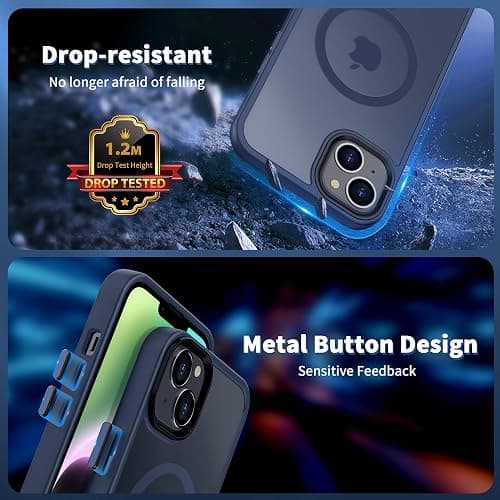 CACOE Magnetic Case for iPhone 13 & iPhone 14 6.1 inch-Compatible with MagSafe & Magnetic Car Phone Mount,TPU Thin Phone Cases Cover Protective Shockproof Anti-Fingerprint(Dark Blue) thumbnail 6