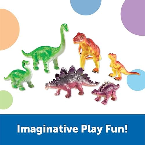 Learning Resources Jumbo Dinosaurs I Mommas and Babies I T-Rex, Stegosaurus, and Brachiosaurus, 6 Animals, multi-color thumbnail 2