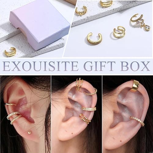 LOLIAS 𝐄𝐚𝐫 𝐂𝐮𝐟𝐟 𝐄𝐚𝐫𝐫𝐢𝐧𝐠𝐬 for Women Non Piercing Gold Plated Ear Cuffs 𝟏𝟒𝐊 𝐆𝐨𝐥𝐝 𝐏𝐥𝐚𝐭𝐞𝐝 Ear Cuff for Non Pierced Ears Clip on Cartilage Earring 𝐅𝐚𝐤𝐞 𝐄𝐚𝐫𝐫𝐢𝐧𝐠𝐬 Lightweight thumbnail 6
