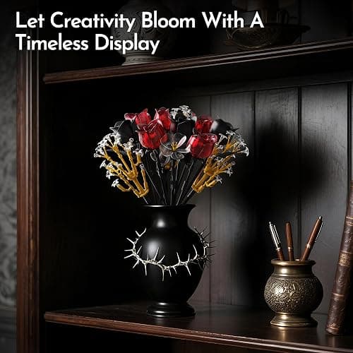 SOOLIO Rose Flower Bouquet Building Set for Adults, Valentines Creative Gift for Women Teen Girlfriend Anniversary, Artificial Floral Botanicals Collection Gothic Decor for Home or Office (414 PCS) thumbnail 4