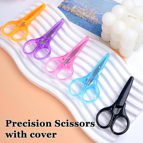 10 Pcs Small Scissors All Purpose, Stainless Steel Sharp Mini Detail Craft Scissors with Protective Cover for Embroidery, Paper Cutting, Sewing, Knitting, Crafting, 3.5" thumbnail 7