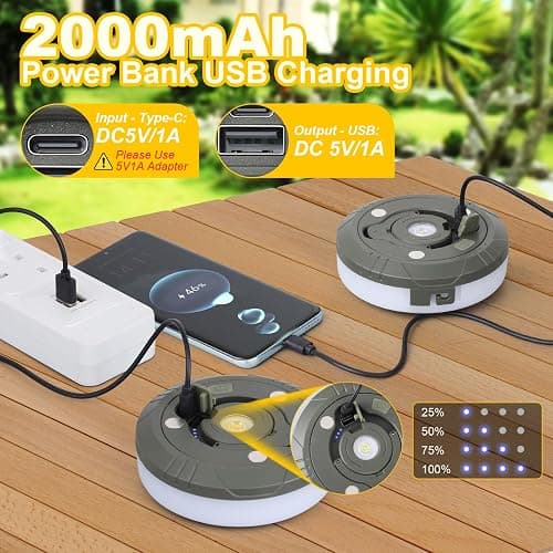 Camping String Lights, Outdoor String Lights with 8 Lighting Modes, Rechargeable String Light Camping 2 in 1, Waterproof Portable Stowable USB Camping Lights for Camping, Yard, Party Decor 32.8 ft thumbnail 5