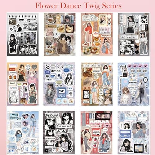 Japanese Manga Style Sticker Book,45 Sheets Comic Books Style Material Decoration Kawaii Stickers - 800+ Designs in 1 Book for DIY Scrapbooking Journaling Handbook Decoration (C) thumbnail 6