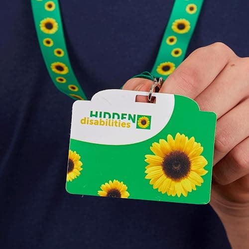 Official Hidden Disabilities Sunflower Lanyard (70cm) with ID Card | Smaller 70cm hidden disability sunflower lanyard with ID card holder and safety breakaway clasp for a child or smaller person thumbnail 2