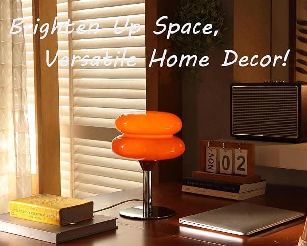Glivpny Mushroom Lamp for Bedroom,Mid Century Modern Lamp for Nightstand, Dimmable Retro Egg Tart Bedside Small Lamps,Unique Home Mushroom Decor Aesthetic Cute Table Lamps for Living Room (Orange) thumbnail 6