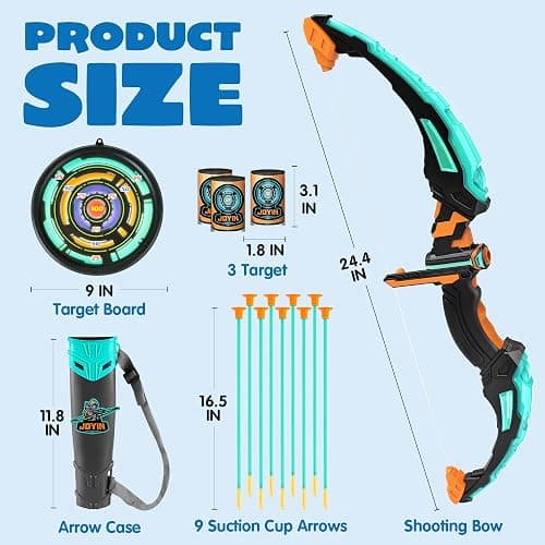 JOYIN Kids Bow and Arrow Set, LED Light Up Archery Toy Set with 9 Suction Cup Arrows, Target & Arrow Case, Indoor and Outdoor Hunting Play Gift Toys for Kids, Boys & Girls Ages 6-12 thumbnail 3