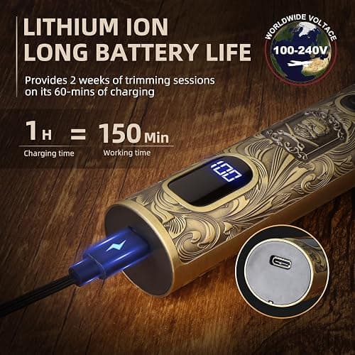 Ufree Beard Trimmer for Men, Electric Razor Shaver, Cordless Hair Clipper Shaving Kit for Mustache Body Nose Ear Hair Facial, Adjustable Beard Grooming Kit Birthday Gifts for Men thumbnail 6