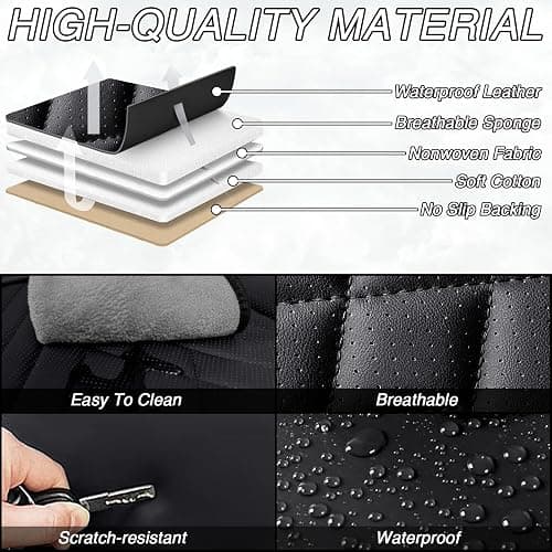 HBXT Car Seat Covers for Toyota Camry 1999-2026, Premium Nappa Leather Waterproof & Anti-Slip, Full Coverage Customized fit Toyota Camry Seat Covers Front Set (2 Seats Standard,Black-Red) thumbnail 6